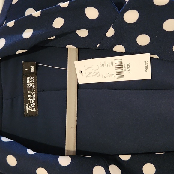 NWT Navy Blue Polka Dot Blazer - Picture 3 of 4